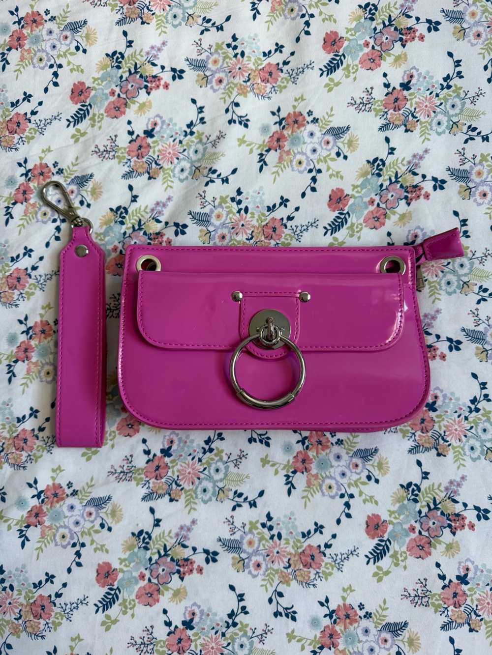 Cato Fashions Patent Leather O-Ring Accent Wristlet